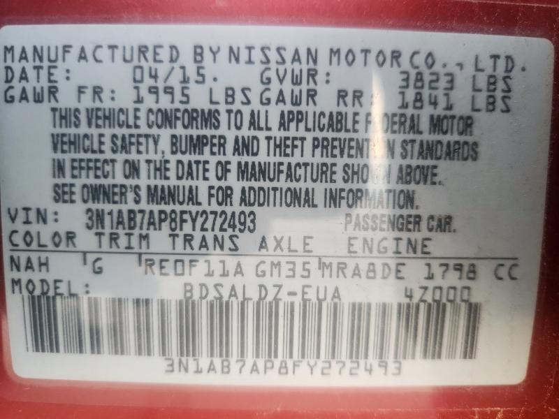 2015 NISSAN SENTRA S - 3N1AB7AP8FY272493