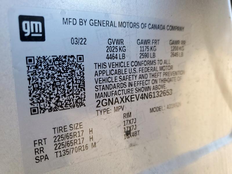 2022 CHEVROLET EQUINOX LT - 2GNAXKEV4N6132653