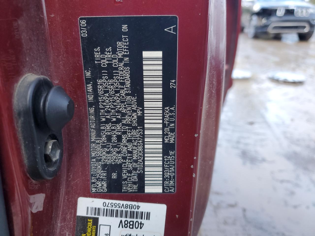 Lot #3283876443 2006 TOYOTA SIENNA CE