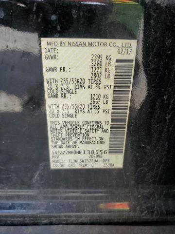 2017 NISSAN MURANO S 5N1AZ2MH0HN138556