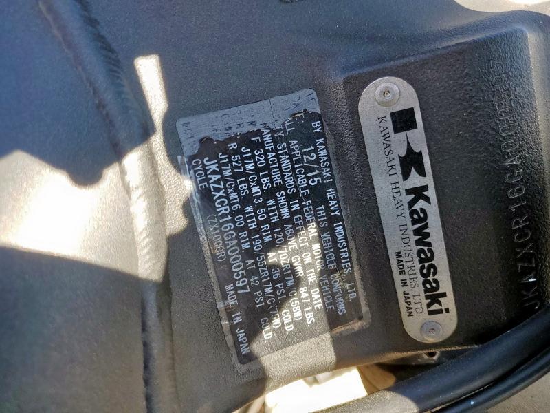 2016 KAWASAKI ZX1000 R JKAZXCR16GA000597