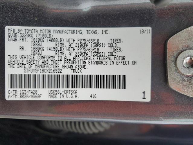 2012 TOYOTA TUNDRA DOU - 5TFUY5F18CX216522
