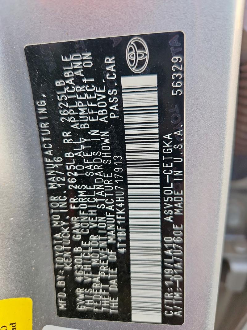 2017 TOYOTA CAMRY LE 4T1BF1FK4HU717913