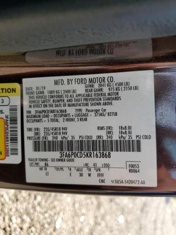 2019 FORD FUSION SEL - 3FA6P0CD5KR163868
