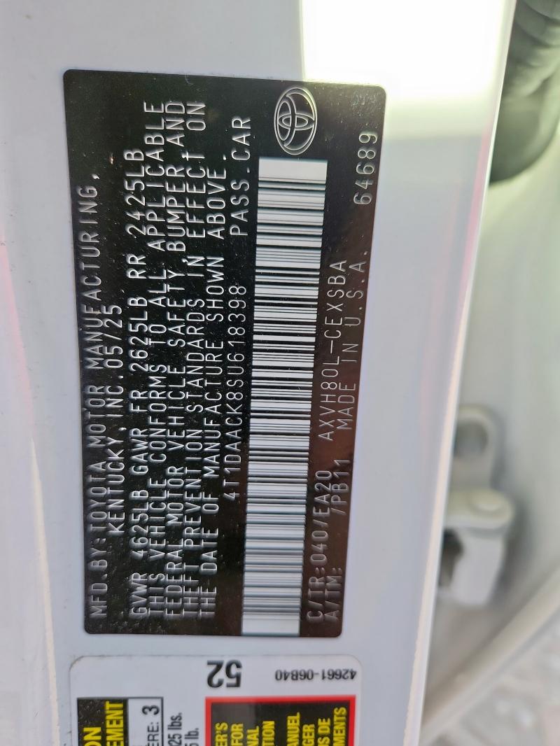 2025 TOYOTA CAMRY XSE - 4T1DAACK8SU618398