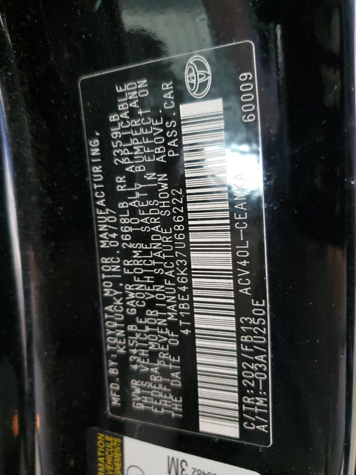 Lot #3302030155 2007 TOYOTA CAMRY CE