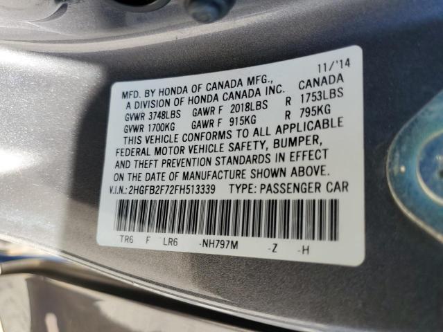 2015 HONDA CIVIC SE 2HGFB2F72FH513339