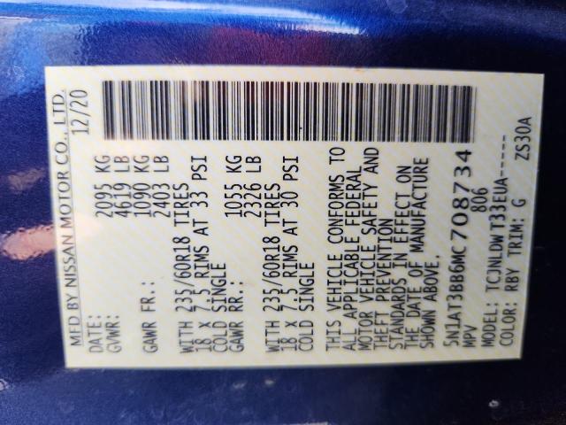 2021 NISSAN ROGUE SV 5N1AT3BB6MC708734