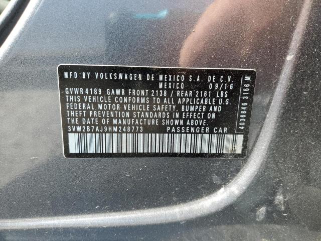 2017 VOLKSWAGEN JETTA S 3VW2B7AJ9HM248773