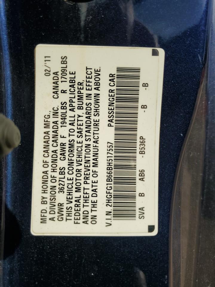 Lot #3311526271 2011 HONDA CIVIC LX