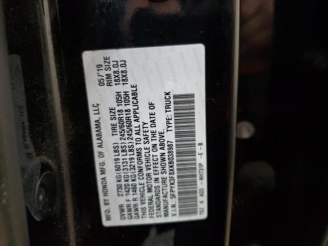 2019 HONDA RIDGELINE 5FPYK3F8XKB038987