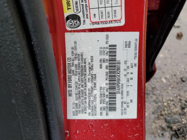 2012 FORD FUSION SE - 3FAHP0HA5CR280181