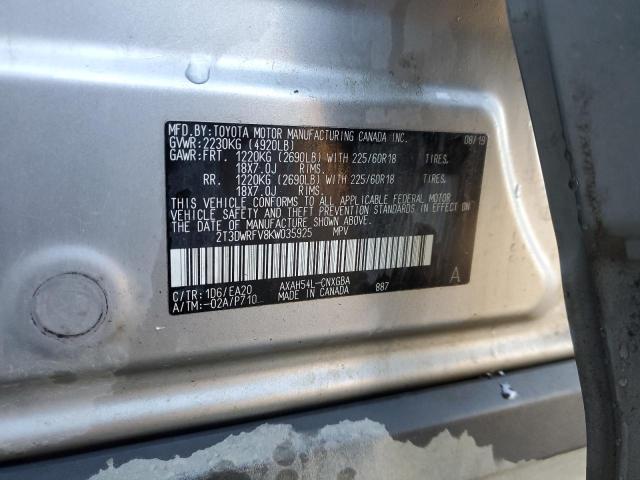 2019 TOYOTA RAV4 LIMIT - 2T3DWRFV8KW035925