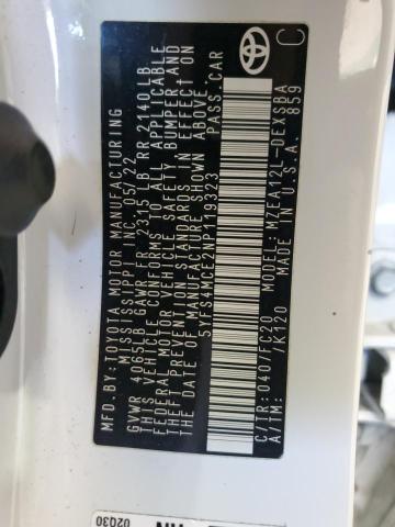 2022 TOYOTA COROLLA SE 5YFS4MCE2NP119323