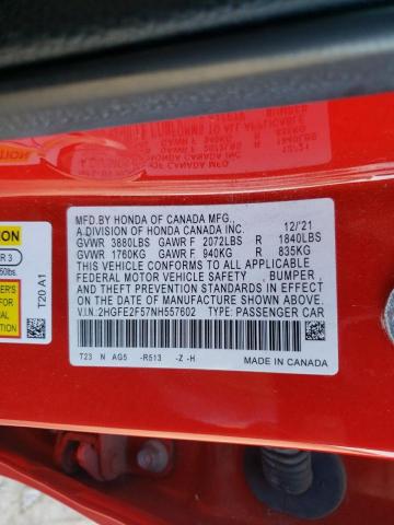 2022 HONDA CIVIC SPOR #3296902841