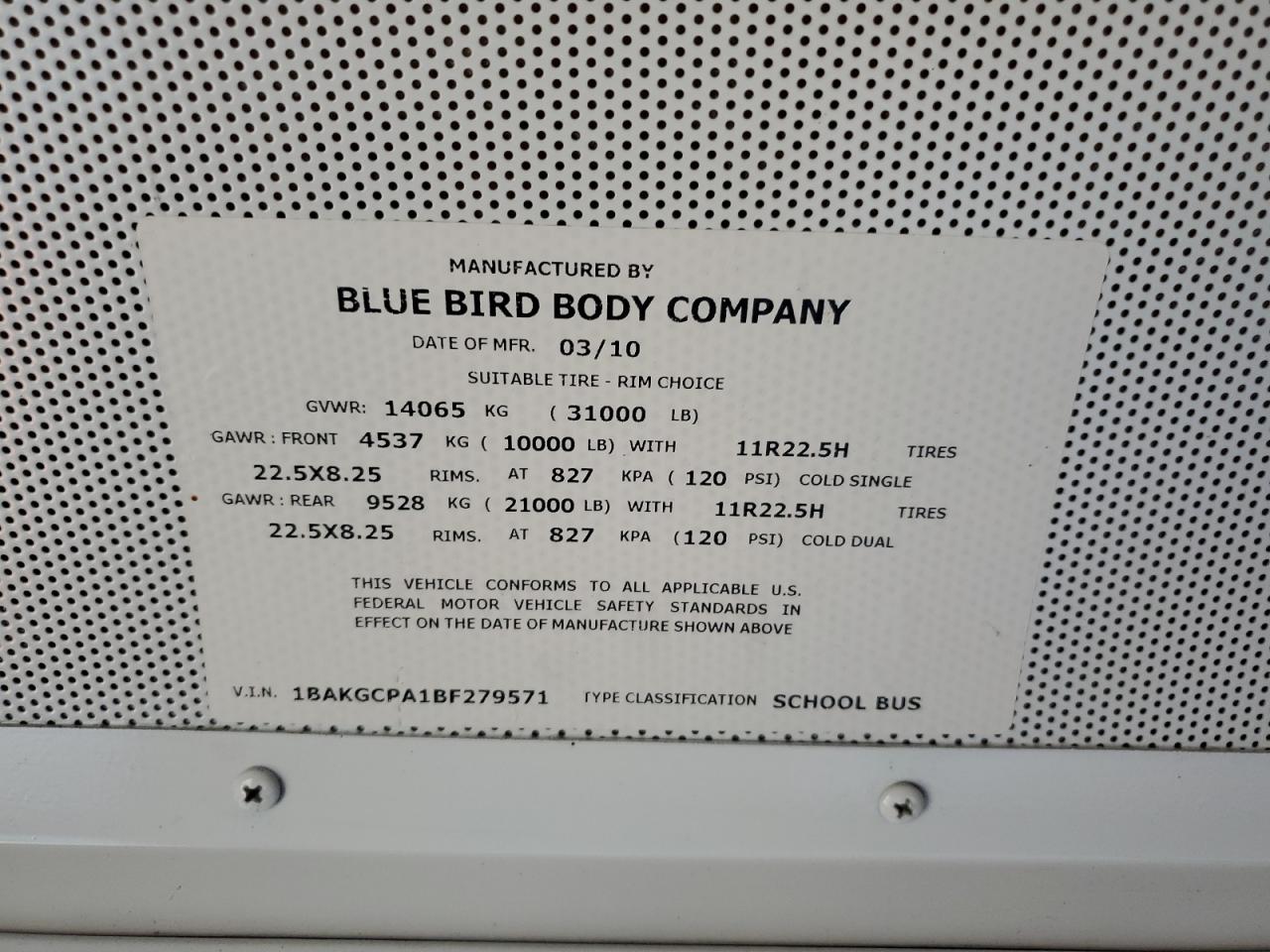 Lot #3274721858 2011 BLUE BIRD SCHOOL BUS