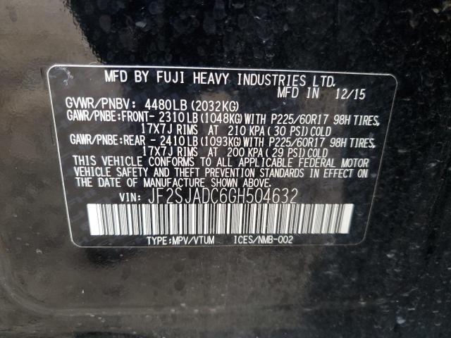 2016 SUBARU FORESTER 2 JF2SJADC6GH504632