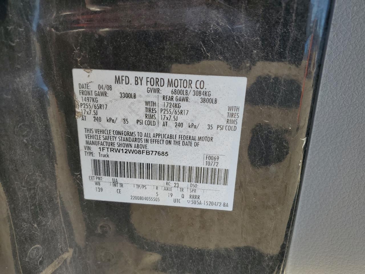 Lot #3316066279 2008 FORD F150 SUPER