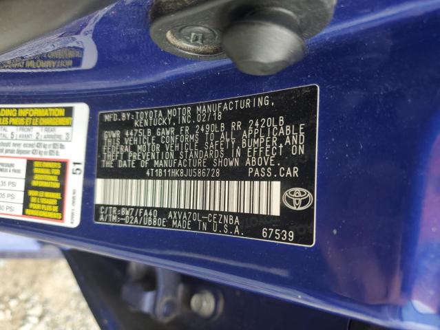 2018 TOYOTA CAMRY L 4T1B11HK8JU586728