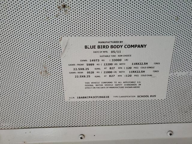 2012 BLUE BIRD ALL AMERICAN - FE #3304514442