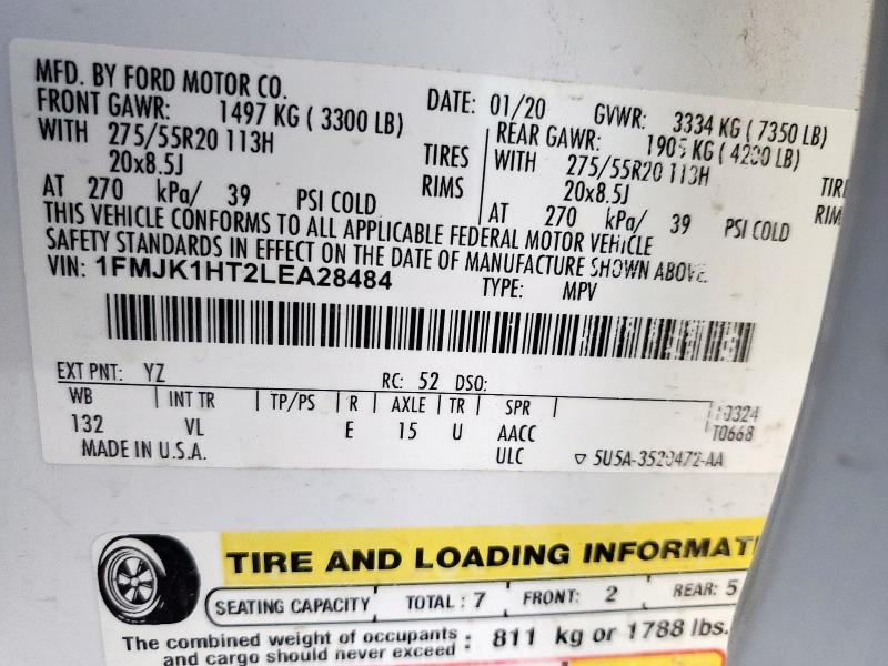 2020 FORD EXPEDITION - 1FMJK1HT2LEA28484