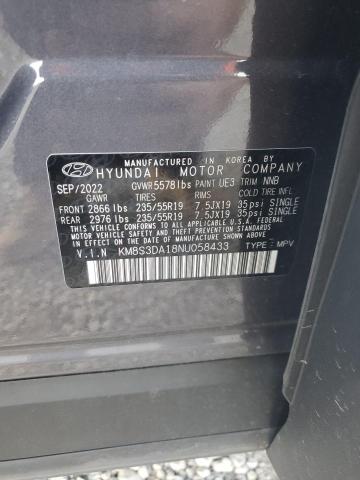 2022 HYUNDAI SANTA FE SEL PREMIUM KM8S3DA18NU058433