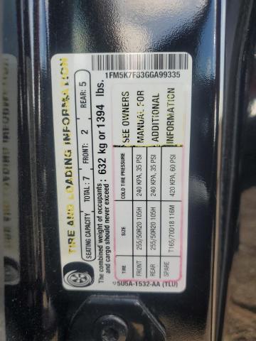 2016 FORD EXPLORER L - 1FM5K7F83GGA99335