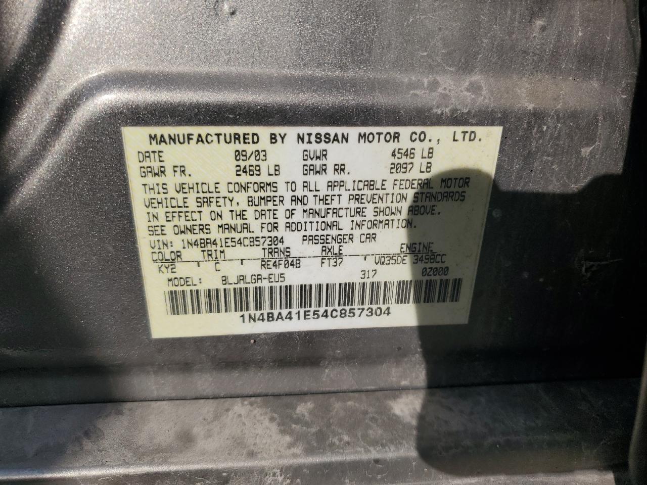 Lot #3264497407 2004 NISSAN MAXIMA SE