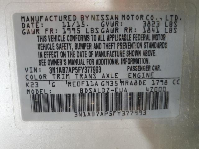 2015 NISSAN SENTRA S 3N1AB7AP5FY377993