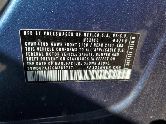 2016 VOLKSWAGEN JETTA SE 3VWD67AJ7GM387747