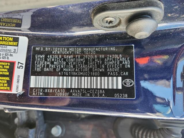 2021 TOYOTA CAMRY SE - 4T1G11BK0MU021800