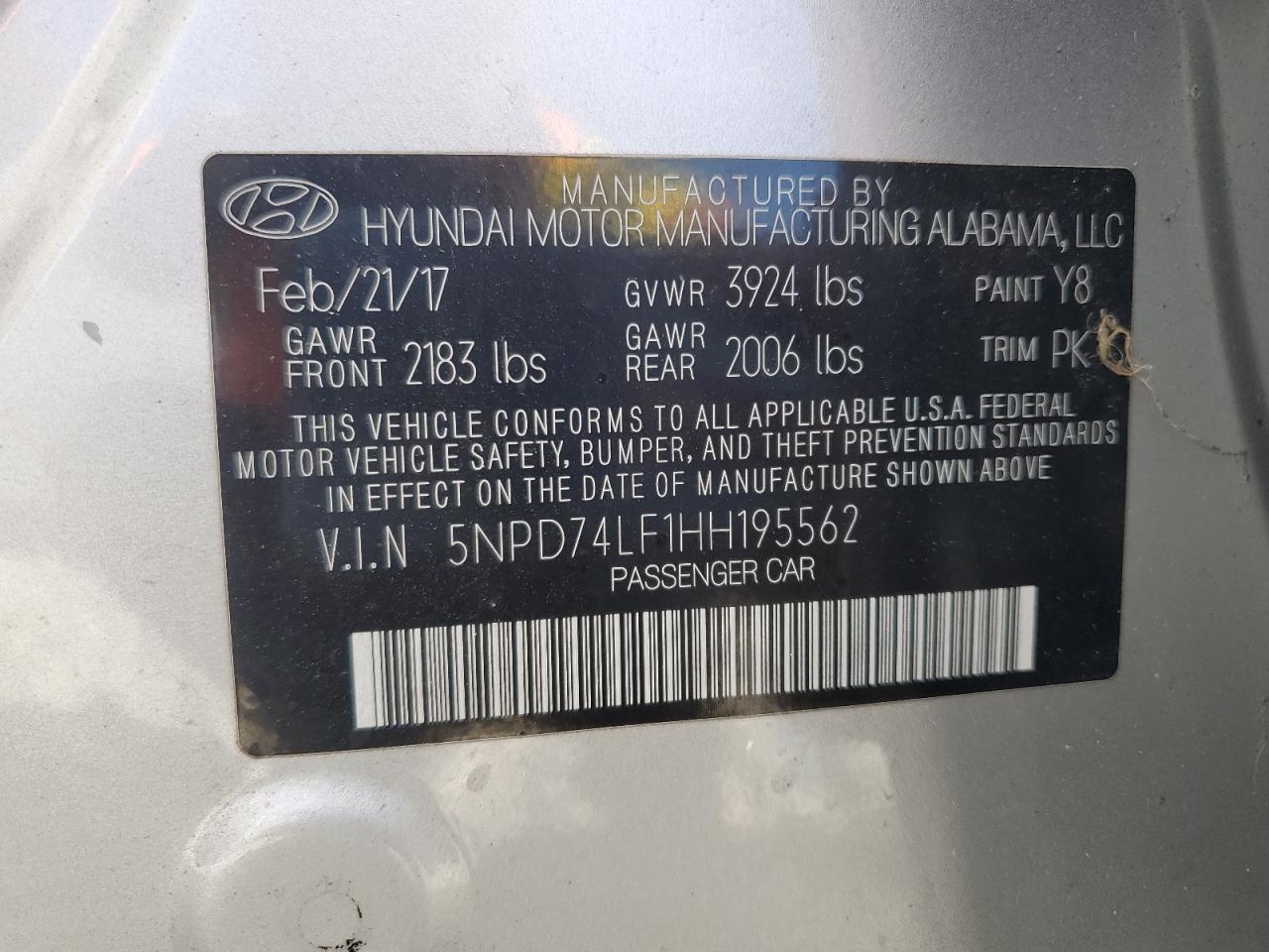 Lot #3292390303 2017 HYUNDAI ELANTRA SE