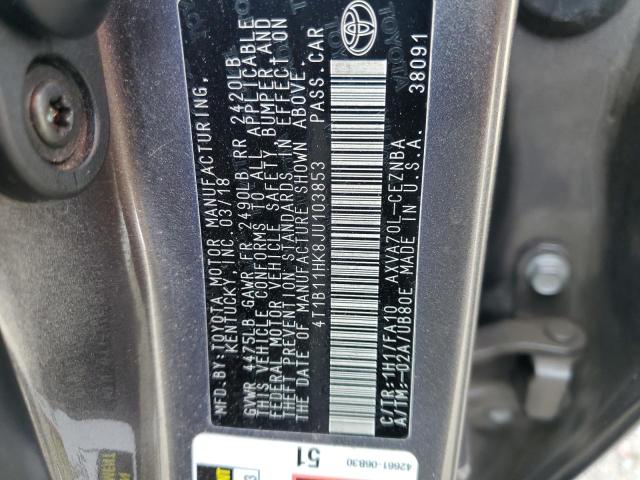 2018 TOYOTA CAMRY L 4T1B11HK8JU103853