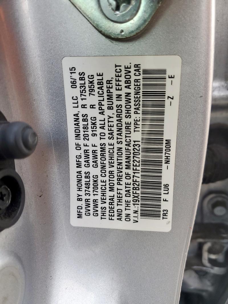 2015 HONDA CIVIC SE - 19XFB2F71FE270231