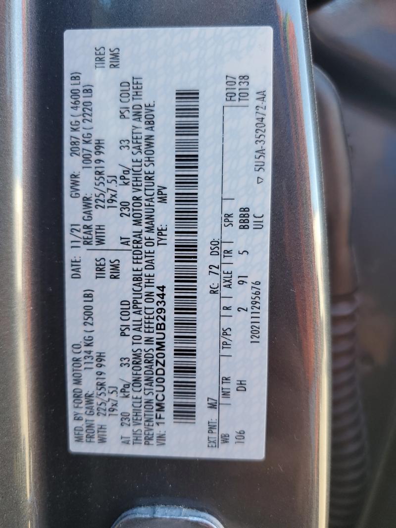 2021 FORD ESCAPE TIT - 1FMCU0DZ0MUB29344