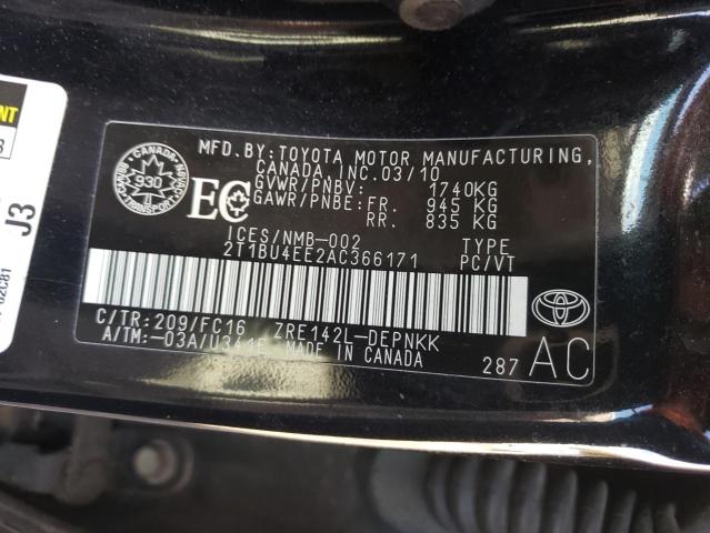 2010 TOYOTA COROLLA BA - 2T1BU4EE2AC366171