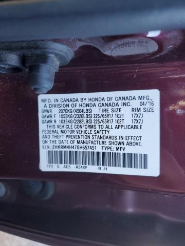 2016 HONDA CR-V SE - 2HKRM4H47GH657451