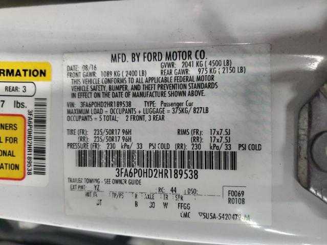 2017 FORD FUSION SE - 3FA6P0HD2HR189538