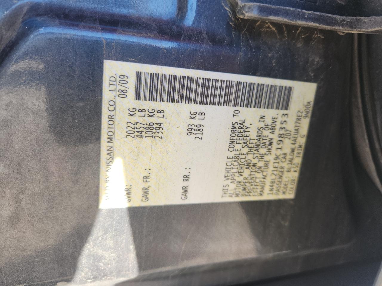 Lot #3297332749 2009 NISSAN ALTIMA 3.5