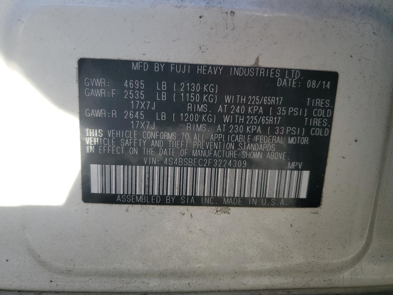 SUBARU OUTBACK 2.5I PREMIUM