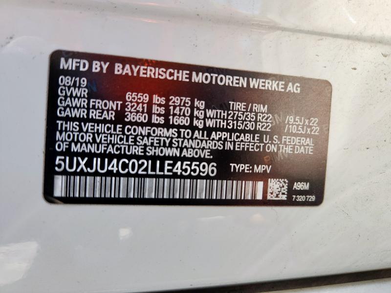 2020 BMW X5 M50I 5UXJU4C02LLE45596