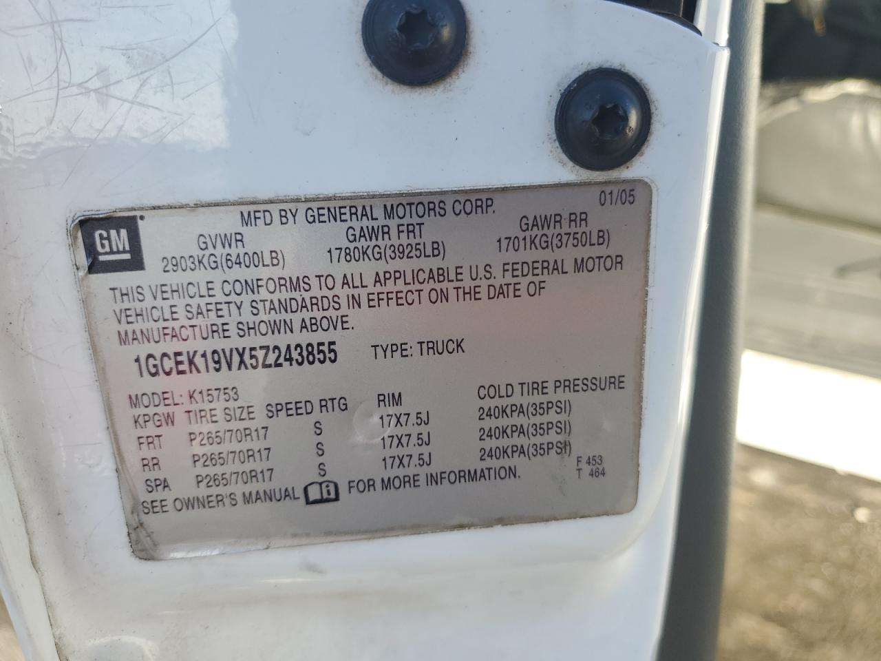 Lot #3310513082 2005 CHEVROLET SILVERADO