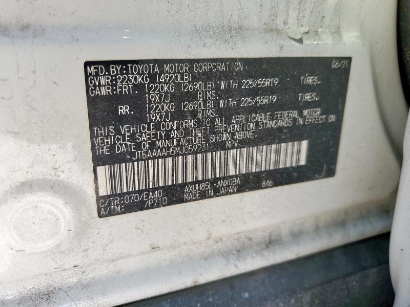 2021 TOYOTA VENZA LE - JTEAAAAH5MJ059231