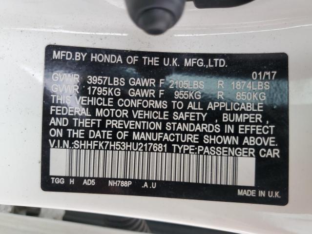 2017 HONDA CIVIC SHHFK7H53HU217681