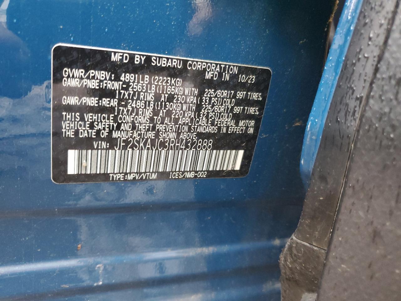 Lot #3311682222 2024 SUBARU FORESTER W