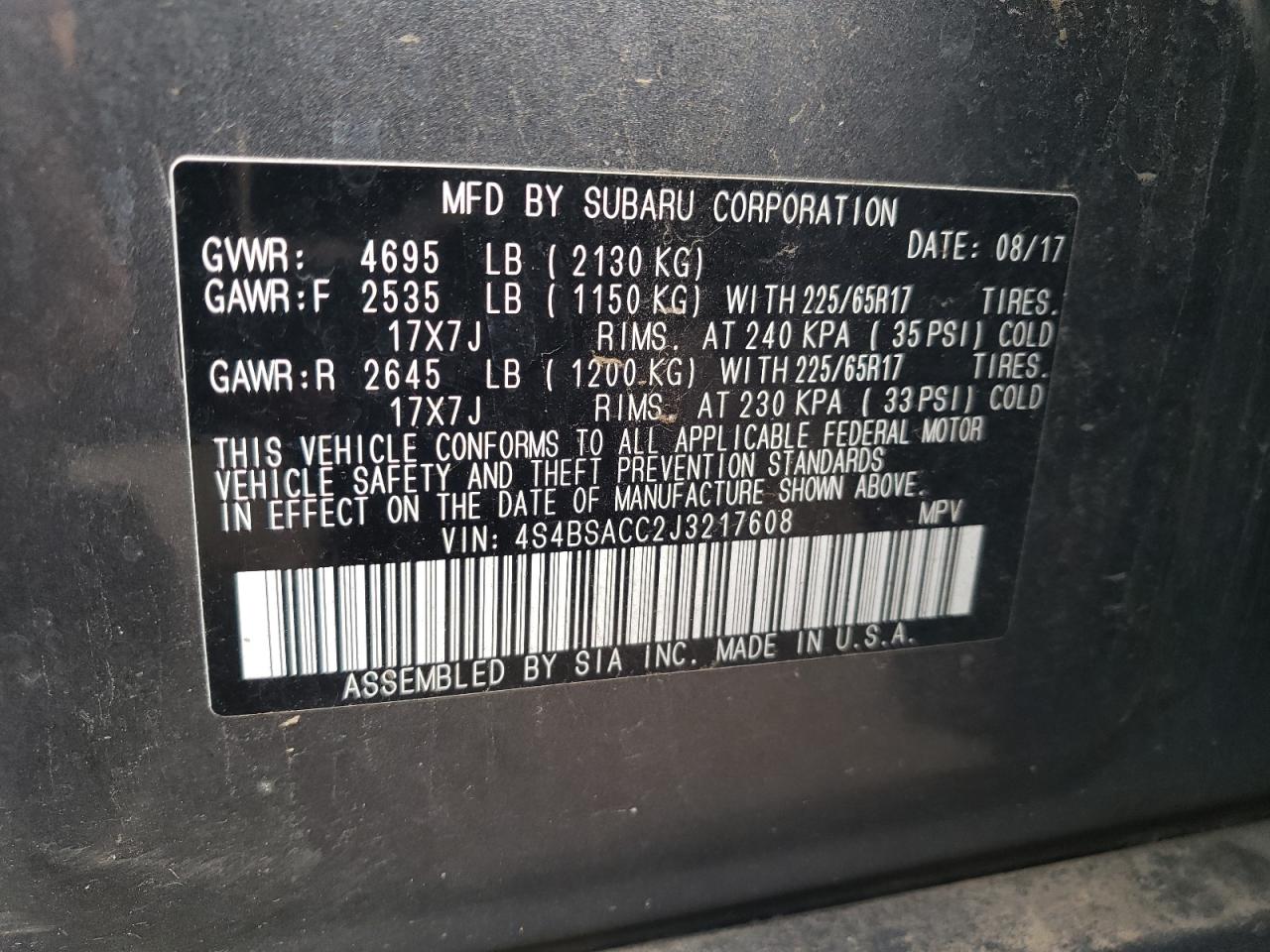 SUBARU OUTBACK 2.5I PREMIUM