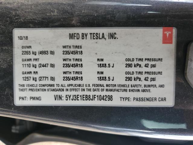 2018 TESLA MODEL 3 #3284114541