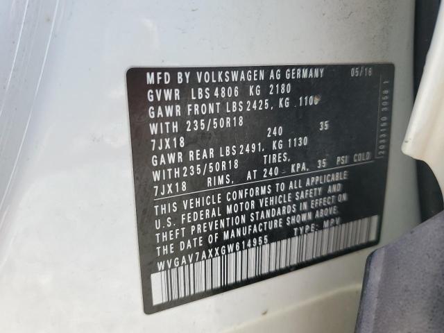 2016 VOLKSWAGEN TIGUAN S - WVGAV7AXXGW614955