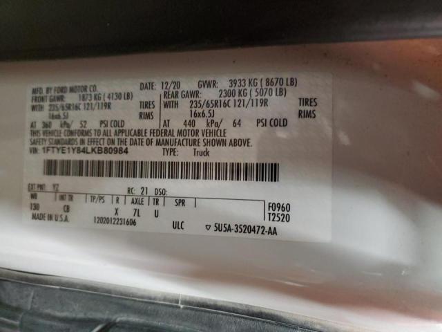 2020 FORD TRANSIT - 1FTYE1Y84LKB80984