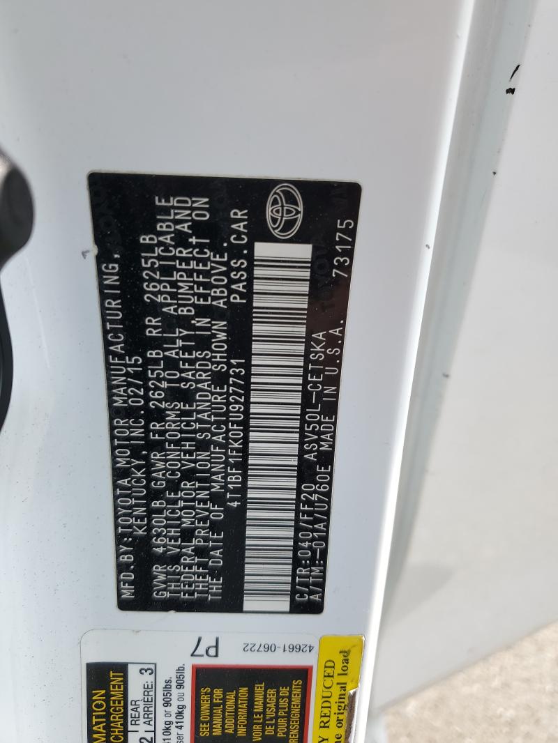 2015 TOYOTA CAMRY LE - 4T1BF1FK0FU927731